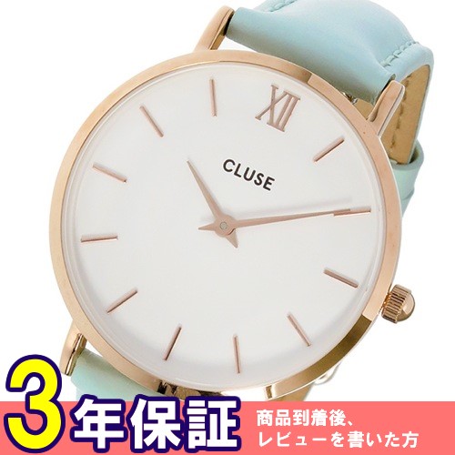 クルース ミニュイ レザーベルト 33mm レディース 腕時計 CL30017 ホワイト/パステルミント