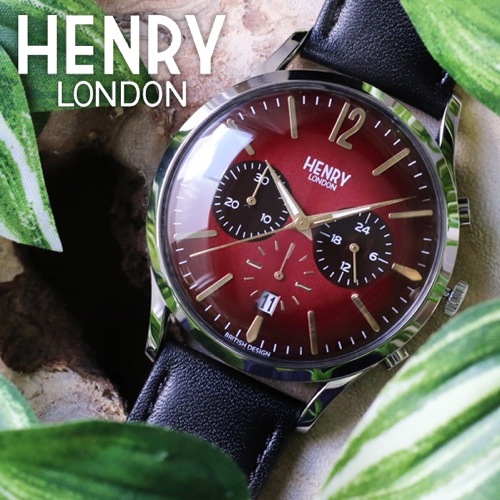 ヘンリーロンドン チャンセリー 41mm クロノ ユニセックス 腕時計 HL41-CS-0099 レッド/ブラック