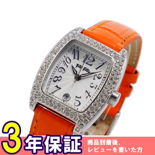 フォリフォリ ジルコニア付き 腕時計 S922ZI-SLV-ORG オレンジ