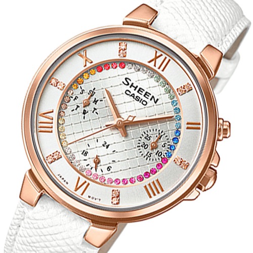 カシオ シーン レディース 腕時計 SHE-3041GLJ-7AJF ホワイト 国内正規