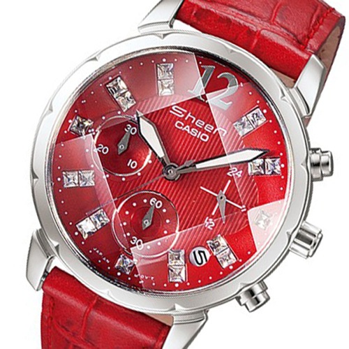 カシオ CASIO シーン クロノ クオーツ レディース 腕時計 SHN-5010L-4A レッド