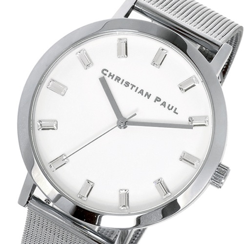 クリスチャンポール 43mm WHITEHAVEN LUXE MESH ユニセックス 腕時計 SWM-03 ホワイト