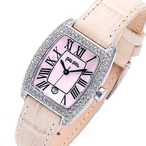 フォリフォリ パヴェレザーウォッチ 腕時計 WF6A062SDP-VY ピンク