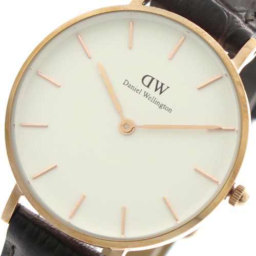 ダニエルウェリントン DANIEL WELLINGTON 腕時計 レディース DW00100176 クォーツ ホワイト ダークブラウン