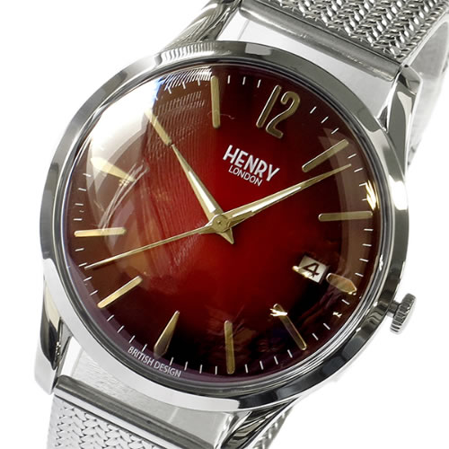 ヘンリーロンドン  チャンスリー ユニセックス 39mm 腕時計 HL39-M-0097 レッド/シルバー