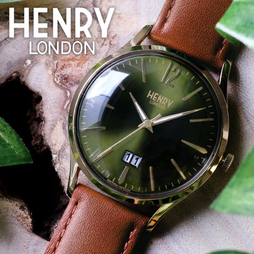 ヘンリーロンドン チズウィック 41mm ユニセックス 腕時計 HL41-JS-0188 モスグリーン/タン
