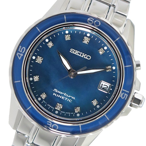 セイコー スポーチュラ キネティック ダイヤモンド 自動巻き レディース 腕時計 SKA873P1 ブルー