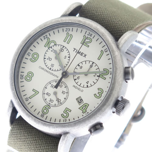 タイメックス インディグロ クオーツ メンズ レディース 腕時計 TW2P85500 オフホワイト/カーキ