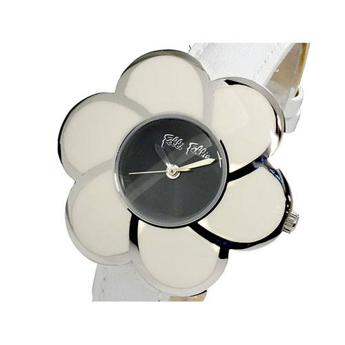 フォリフォリ フラワーモチーフ クオーツ レディース 腕時計 WF5T079SPZ ホワイト×ブラック