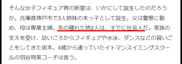 坂本花織の姉と父親と母親