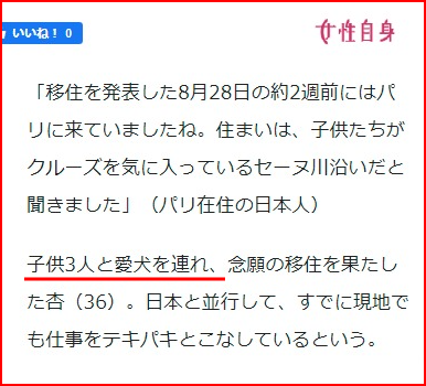 杏フランス移住なぜ