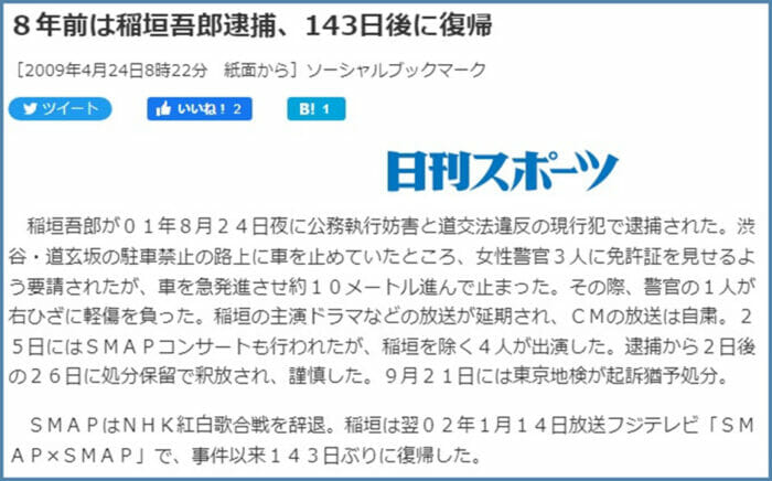 稲垣吾郎と菅野美穂と事故